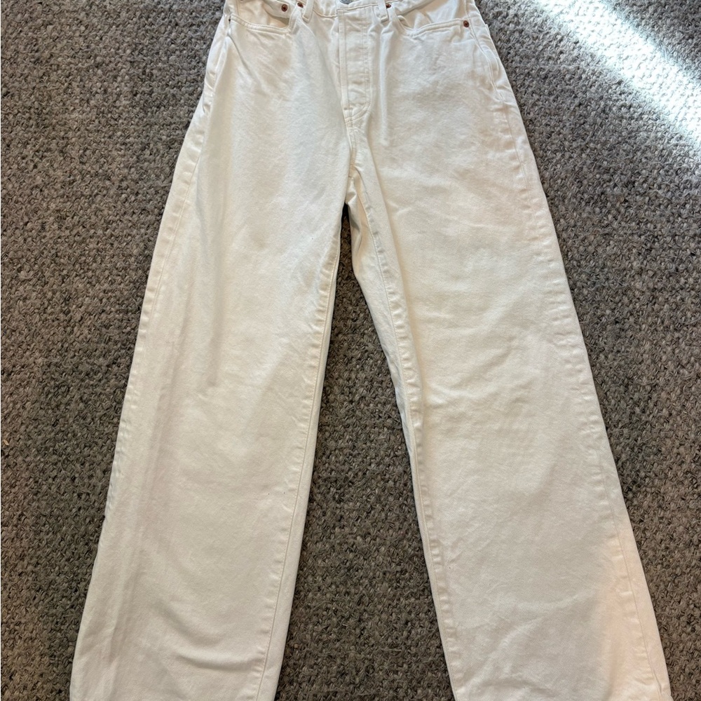 Women’s Buck Mason white/ivory wide leg jeans sz 28